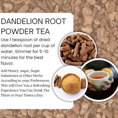 Dandelion Root Powder 100% Natural Dandelion Root for Herbal Tea, Detox & Wellness – Finely Ground, Additive-Free Vegan Supplement – 8 oz Resealable Pack