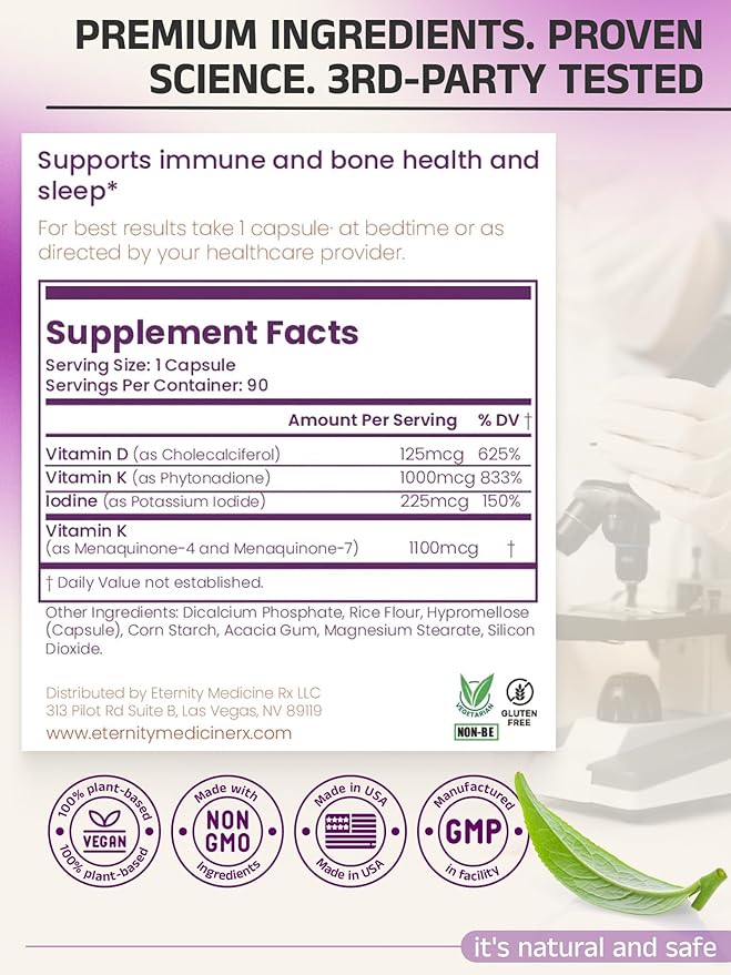 Vitamin D3 K2 5000 IU – High Potency D3 and K2 Supplement for Bone, Heart & Immune Support – Doctor Formulated – 90 Easy-to-Swallow Capsules – Non-GMO, USA Made