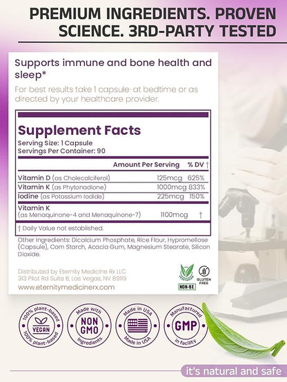 Vitamin D3 K2 5000 IU – High Potency D3 and K2 Supplement for Bone, Heart & Immune Support – Doctor Formulated – 90 Easy-to-Swallow Capsules – Non-GMO, USA Made