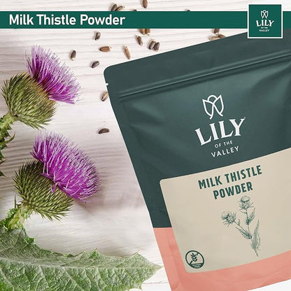 LILY OF THE VALLEY Milk Thistle Powder - Ideal for Smoothies & Juices - Milk Thistle Tea - Rich in Silymarin and Antioxidants - Vegan & Gluten-Free - Packed in Resealable Pouch (8oz, 226g)