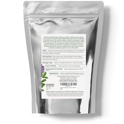 Organic Alfalfa Leaf 4 oz. (113g), USDA Certified Organic Alfalfa Herb Loose Tea, Medicago Sativa, Cut & Sifted