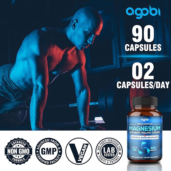 Magnesium Glycinate Chelate Complex - 8600 mg Magnesium with Organic Vegetables to Support Restful Mood, Calm & Muscle Cramp - 90 Capsules (2/90Capsules)