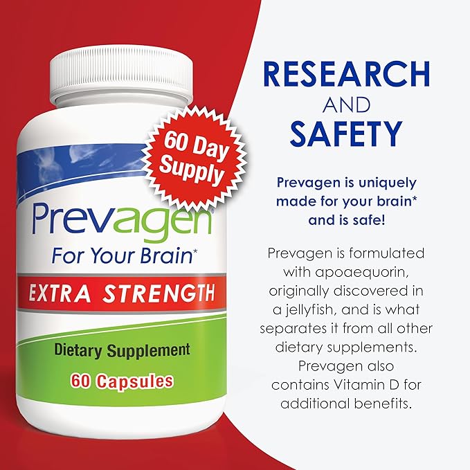 Prevagen Extra Strength 20mg, 60 Capsules, with Apoaequorin & Vitamin D and 7-Day Pill Minder