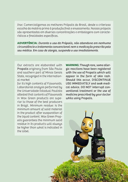 1 Box of 8 Bottles Wax Green Propolis Extract Brazilian N10 60% Wax Free Liquid (30ml / 1 fl oz)