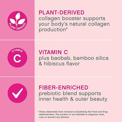 NeoCell Vegan Beauty Builder Collagen Alternative; Plant-Based Vegan Collagen-Booster Supports Collagen Production; Hibiscus Flavored; 8 g Powder/Serv; 30 Servs; 8.5 Oz,* (Pack of 2)