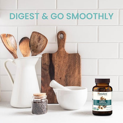 Himalaya Organic Triphala Herbal Supplement for Colon Cleansing, Supports Regularity, Occasional Bloating, Waste Elimination, USDA Organic, Non-GMO, Vegan, 688 mg, 30 Plant-Based Caplets