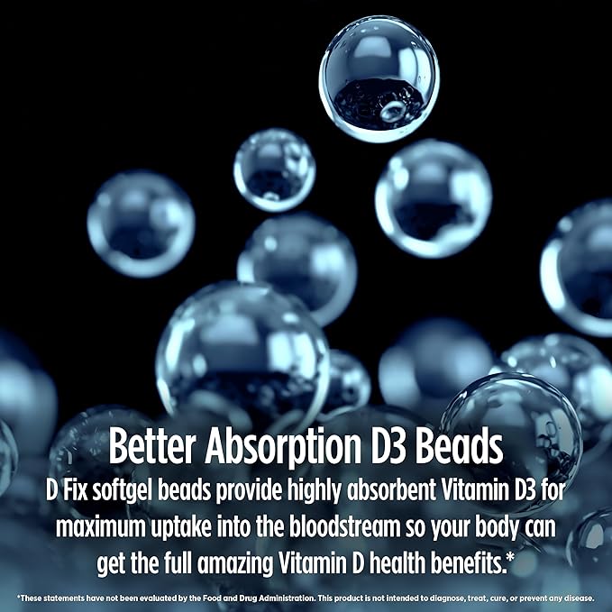 Biotest D Fix - High-Absorption Vitamin D3, 5000 IU - 90 Softgels (90-Day Supply) for Immune Support, Bone Health & Mood
