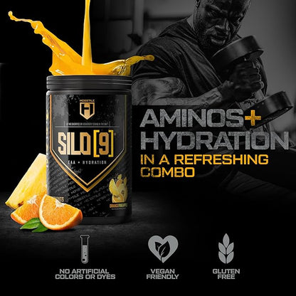 HOSSTILE SILO[9] Essential Amino Acids, EAA & BCAA Powder, Electrolyte Hydration Support, Enhance Muscle Recovery, Build Lean Muscle, Pre or Post Workout Drink, Orange Pineapple, 30 Servings