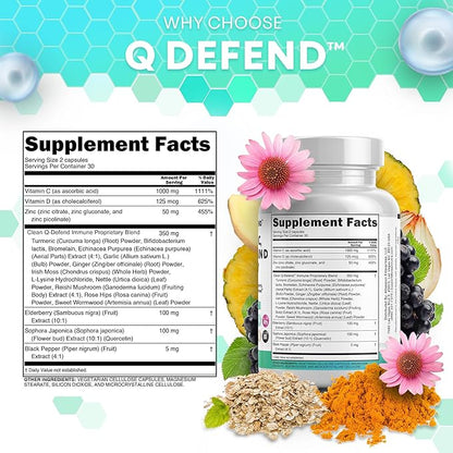 Clean Nutraceuticals Quercetin Zinc Vitamin C Vitamin D Bromelain Elderberry - Lung Immune Support Supplement Adults with Artemisinin, Sea Moss, Echinacea, Allergy Relief