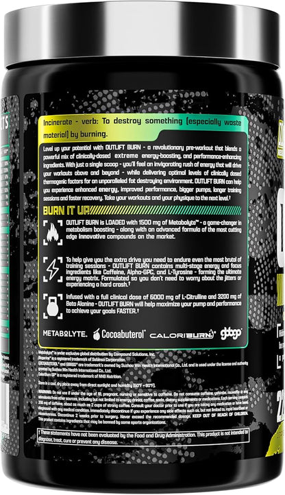 Nutrex Outlift Burn Pre-Workout Supplement for Energy, Focus & Endurance | Metabolyte, L-Citrulline, Beta-Alanine & Caffeine | Thermogenic Formula for Performance (22 Servings, Maui Twist)