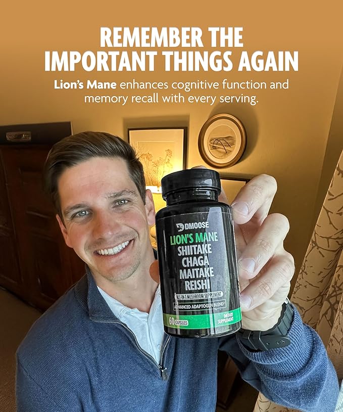 Lions Mane Mushroom Complex, 5 in 1 Adaptogenic Blend - Lionsmane, Chaga, Maitake, Shiitake and Reishi Extract Capsules - Nootropic Mushroom Supplement for Memory, Focus and Immune Support