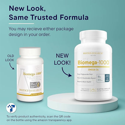 Biotics Research Biomega-1000™ Omega 3 1000mg Fish Oil Supplement with EPA/DHA, Highly Concentrated Fish oil Omega-3 Fatty Acids For Women & Men – Supports Immune & Cardiovascular Health – 90 Softgels