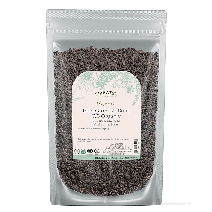 Black Cohosh Root Cut & Sifted Organic - 4 Oz,(Starwest Botanicals)
