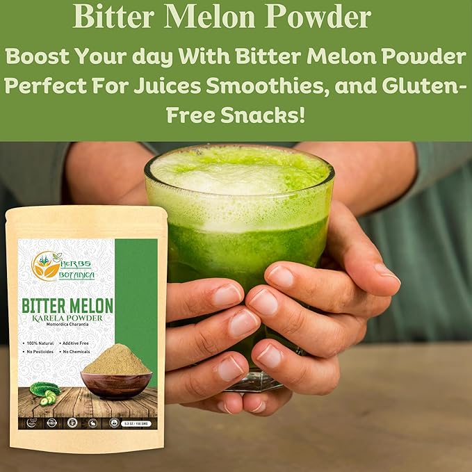 Bitter Melon Powder (Karela, Momordica Charantia), 100% Natural, Non-GMO, Gluten-Free, Supports Healthy Lifestyle & Wellness, 5.3 oz / 150 gm