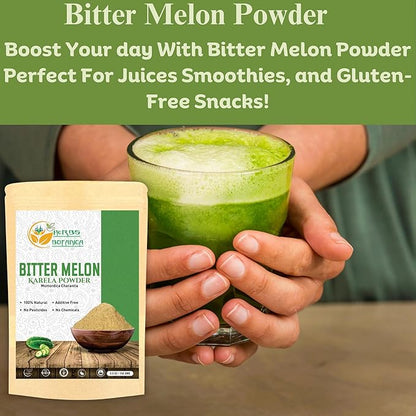Bitter Melon Powder (Karela, Momordica Charantia), 100% Natural, Non-GMO, Gluten-Free, Supports Healthy Lifestyle & Wellness, 5.3 oz / 150 gm
