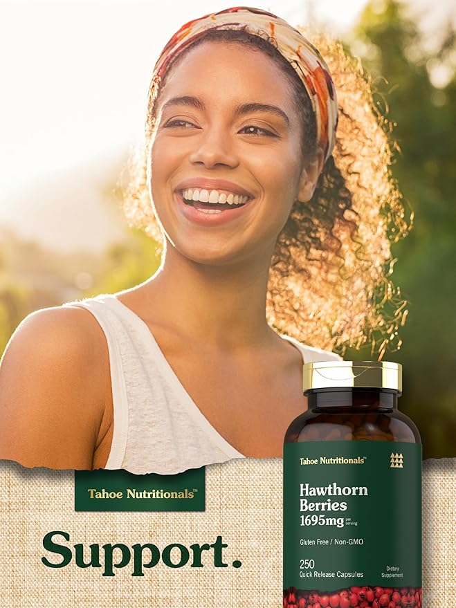 Tahoe Nutritionals Hawthorn Berry Capsules | 1695mg | 250 Capsules | Non-GMO, Gluten Free Extract