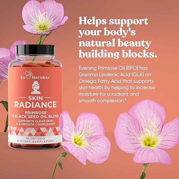 Radiance Flawless Skin & Complexion – Hormonal Acne, Skin Care – Support Your Natural Beauty Building Blocks – Cold Pressed Acne Pills, Evening Primrose Oil, Black Seed Oil, & DIM – 60 Liquid Softgels