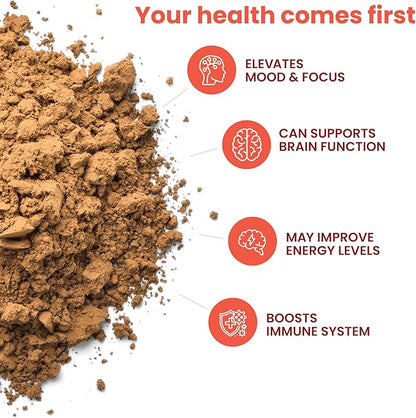 Organic Mushroom Powder Blend - 4-in-1 Reishi, Lion’s Mane, Cordyceps and Chaga Mushroom Supplement Extract Complex, Mushroom Blend Powder for Immune Boost & Brain Support, Add to Coffee, Tea or Water