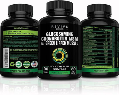 Glucosamine Chondroitin MSM with New Zealand Green-Lipped Mussel | Support Joint Flexibility, Connective Tissue, Cartilage Health
