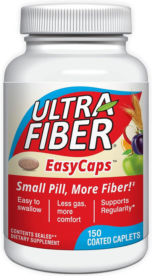 Caplets – High-Fiber Supplement for Regularity – 48% More Fiber per Caplet – Soluble & Insoluble Fiber Blend – Easy-to-Swallow Coated Caplets – 150ct