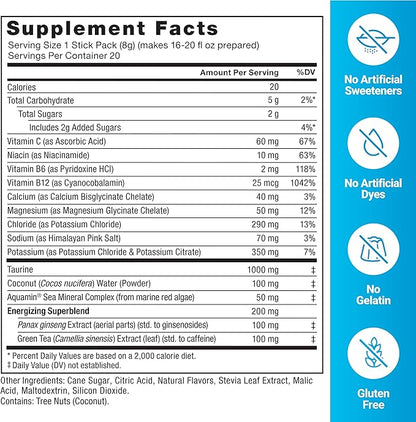 Force Factor Liquid Labs Electrolytes Powder Packets—Mango Margarita—Energy Hydration Packets to Make Electrolyte Water with 5 Essential Electrolytes, Vitamins, Minerals & Antioxidants, 20 Stick Packs