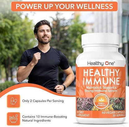 Healthy Immune - Boost Immune Response - Cold - Flu - Illness - Sickness - Virus - Antioxidants - Free Radicals - Builds Immunity - Elderberry - Echinacea - Vitamin C - Zinc - Garlic - 120 Count