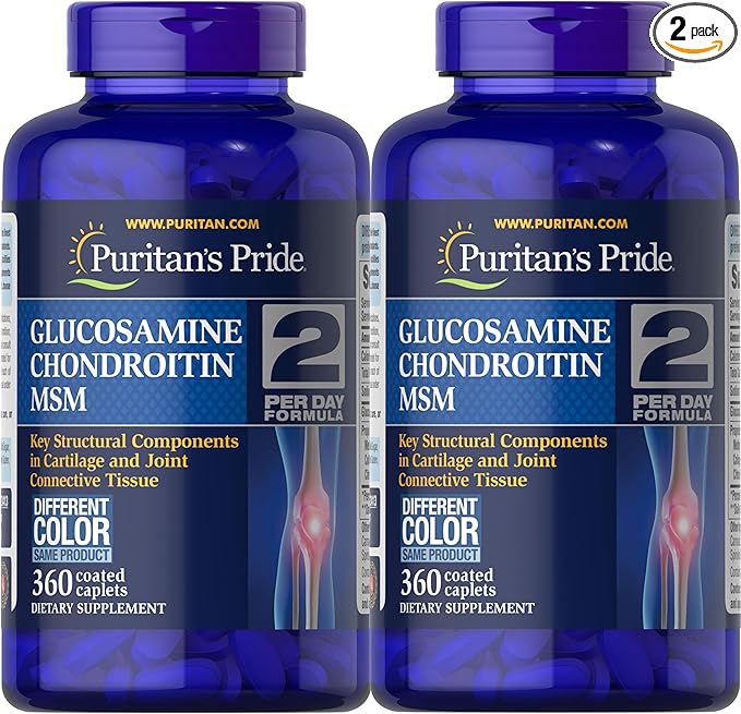 Puritan's Pride Glucosamine Chondroitin MSM Dietary Supplement for Joint Health, 360 Coated Caplets