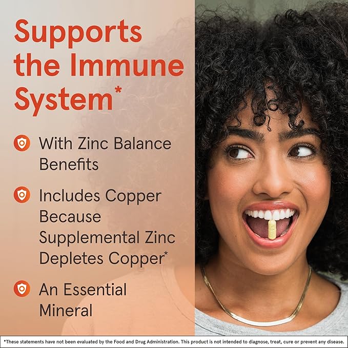 Jarrow Formulas Zinc Balance 15 mg - 100 Servings (Veggie Caps) Includes Copper Essential Mineral for Immune System Support - Immune Support Supp - Gluten Free Zinc Copper Supp - Vegan, Pack of 12