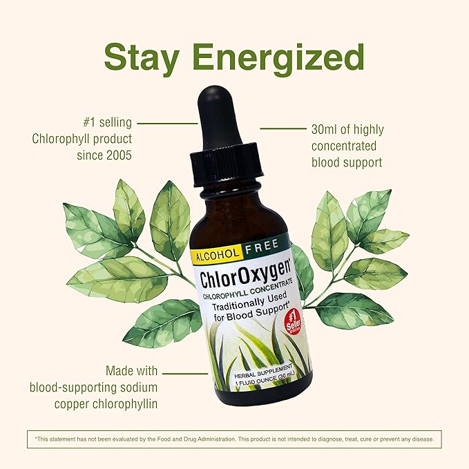Herbs Etc. ChlorOxygen Chlorophyll Concentrate - Highly-Concentrated Energy Support - Aids Healthy Blood Circulation - Natural Vitality Support - Alcohol-Free - 1 fl oz (About 66 Servings)