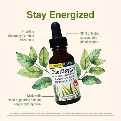 Herbs Etc. ChlorOxygen Chlorophyll Concentrate - Highly-Concentrated Energy Support - Aids Healthy Blood Circulation - Natural Vitality Support - Alcohol-Free - 1 fl oz (About 66 Servings)