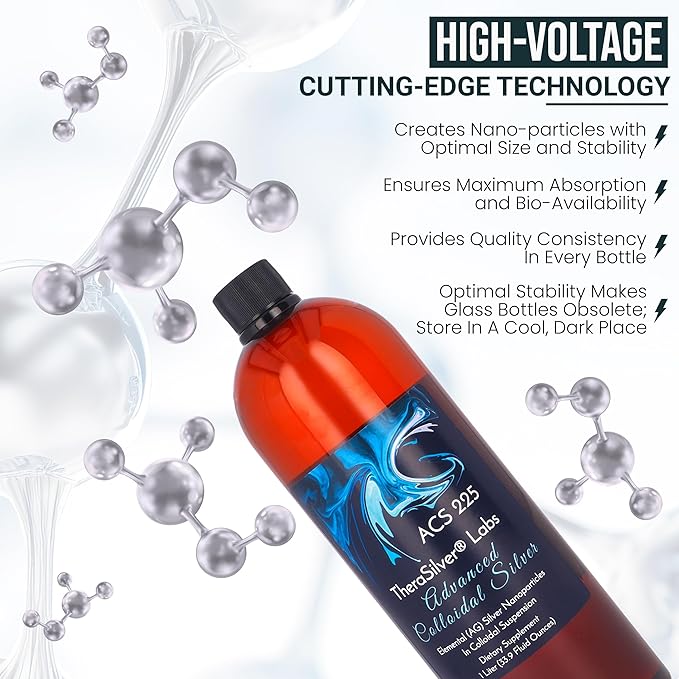 TheraSilver-TheraSilver Labs ACS 225-Advanced Colloidal Silver Liquid-225 PPM-Pure Bioactive Nano Particles for Immune Support-32 Oz-Family Size