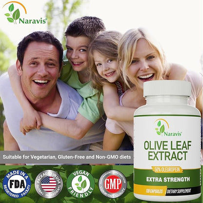 Olive Leaf Extract - 4-Month Supply - 50% Oleuropein Highest Concentration