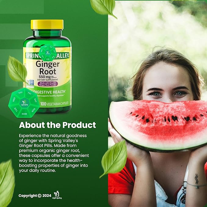 Ginger Root 550 mg, 100 Vegetarian Capsules with Bundle Exclusive Vitamins & Minerals - A to Z - Better Ligth&Spring Guide