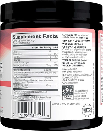 NeoCell Vegan Beauty Builder Collagen Alternative; Plant-Based Vegan Collagen-Booster Supports Collagen Production; Hibiscus Flavored; 8 g Powder/Serv; 30 Servs; 8.5 Oz,* (Pack of 2)