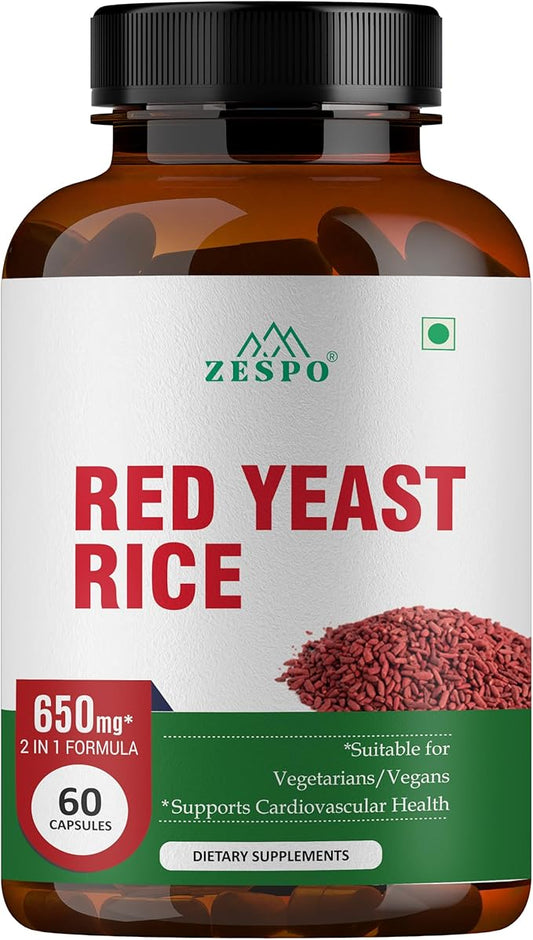 Red Yeast Rice 650mg with CoQ10 – Vegan Formula with Natural Ingredients – No Artificial Additives – 60 Capsules