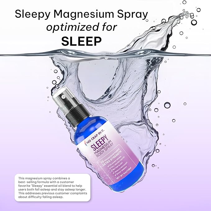 Sleepy Magnesium Spray Triple Magnesium Power: All Natural Magnesium Chloride, Glycinate, Sulfate - 4oz