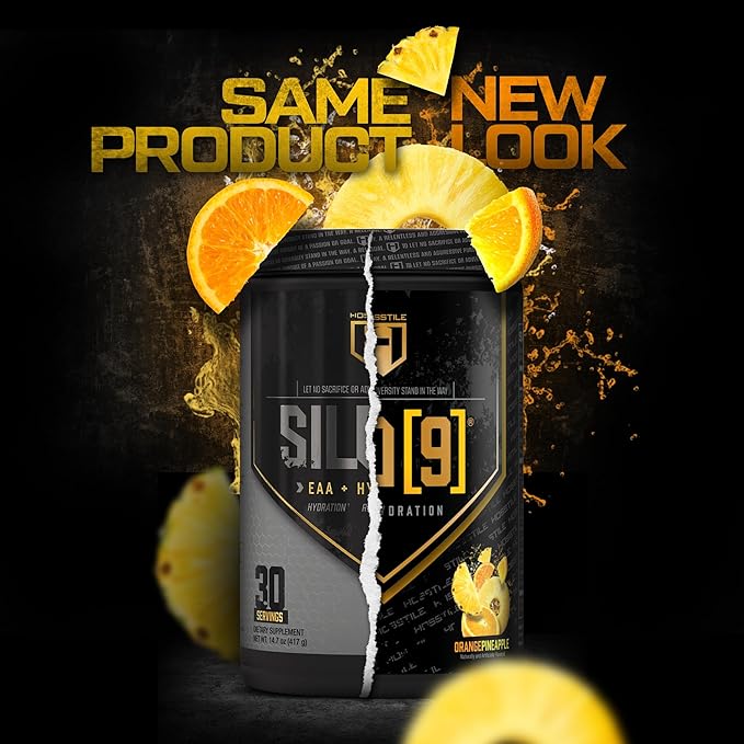 HOSSTILE SILO[9] Essential Amino Acids, EAA & BCAA Powder, Electrolyte Hydration Support, Enhance Muscle Recovery, Build Lean Muscle, Pre or Post Workout Drink, Orange Pineapple, 30 Servings