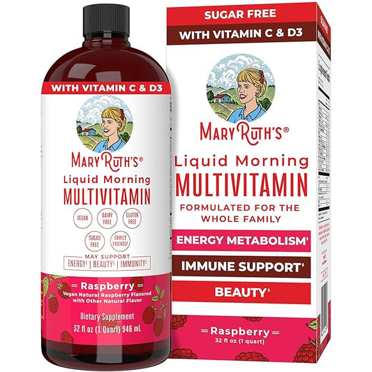 Multivitamin for Women, Men & Kids by MaryRuth's | Liquid Morning Multivitamin | Mens, Womens Vitamins | Vitamin A C D E B6 B12 Biotin Zinc | Beauty | Vegan | Non-GMO | Gluten Free | 32 Servings