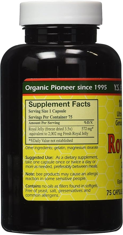 100% Pure Freeze Dried Fresh Royal Jelly - 2000 mg YS Eco Bee Farms 75 Caps