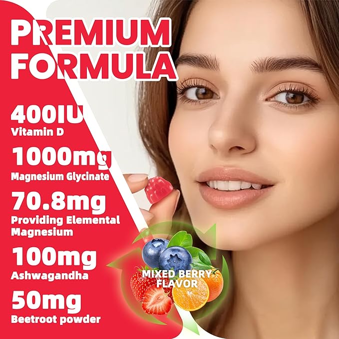 Ashwagandha Gummies & Vitamin D3 Gummies 60 Count - Organic Aswangdha Supplement for Improve Sleep, Stress Relief & Mood Calm(Mixed Berry, Vegan, Plant Based,Gluten-Free & Gelatin Free)-1pack