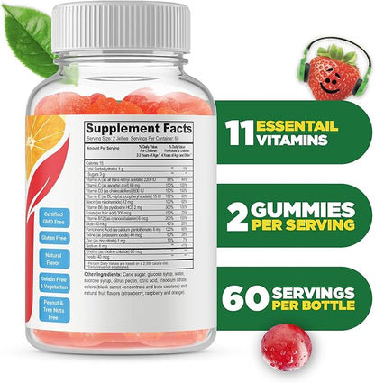 Doctors Finest Multivitamin Gummies for Kids - Vegetarian, GMO-Free & Gluten Free - Great Tasting Fruit Flavors Pectin Chews - 120 Jellies