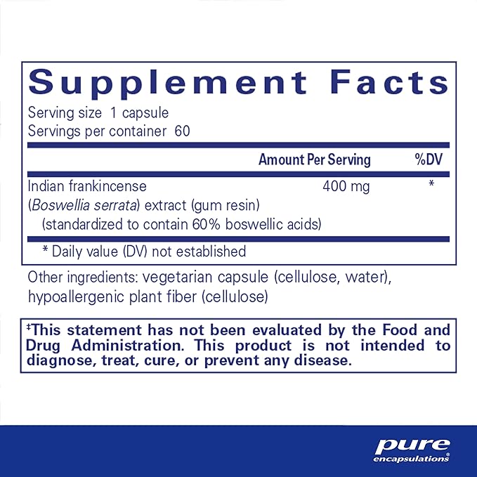 Pure Encapsulations Boswellia Supplement - for Joint Health, GI & Connective Tissue - Supports Healthy Joints & Digestive Health* - Non-GMO & Vegan - 60 Capsules