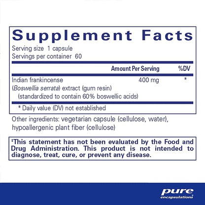 Pure Encapsulations Boswellia Supplement - for Joint Health, GI & Connective Tissue - Supports Healthy Joints & Digestive Health* - Non-GMO & Vegan - 60 Capsules