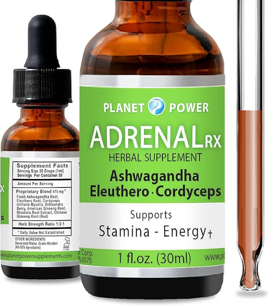 Adrenal Daily Liquid Drops. Supports Wellness & Energy. Supplement with Adaptogenic Herbs Ashwagandha, Eleuthero, Rhodiola & Cordyceps