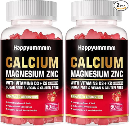 Calcium Magnesium Zinc Gummies with Vitamin D3 & K2 Strawberry-120.