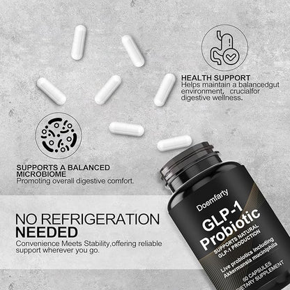 60 PCS GLP-1 Probiotic - AFU Multi-Strain Probiotic + Prebiotic, Naturally Support GLP-1 Production, Delayed Release, Third-Party Tested, for Men & Women 60 Servings (Pack of 1) K1