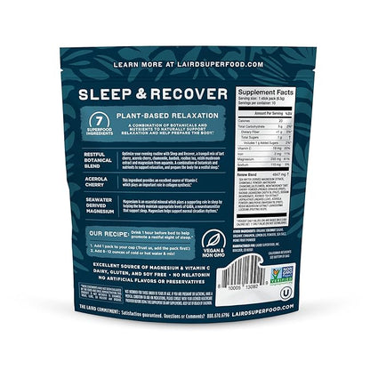 Laird Superfood Sleep & Recover, Bedtime Powdered Drink Mix Calming Supplement to Support Relaxation and Sleep with Tart Cherry and Chamomile, 0.3 Oz Packet, Pack of 10