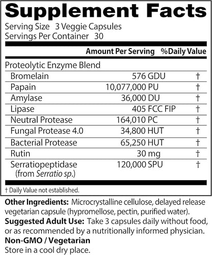 Doctors Best Proteolytic Enzymes, Broad Spectrum Proteolytic Enzyme Formulation, Non-GMO, Vegetarian 90 Delayed Release Veggie Caps