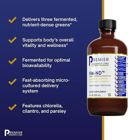 Premier Research Labs Fermented HM-ND - Cilantro, Parsley, and Chlorella Liquid, Full Body Detox and Cleanse for Men and Women, Cilantro Supplement with Organic Herbal Extracts - 8 Fl Oz