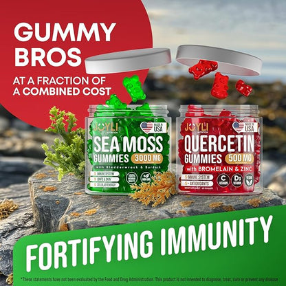 Quercetin Gummies + Irish Sea Moss Gummies - Immune Support Gummies - Irish Sea Moss Bladderwrack Burdock Root & Quercetin with Vitamin C - 60 Seamoss Gummies, 60 Quercetin with Zinc Gummies
